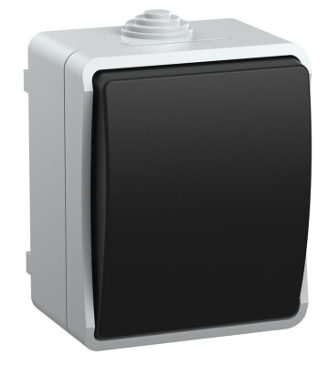 Выключатель IEK ФОРС одноклавишный без подсветки IP 54, цвет серый