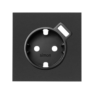 Накладка на электрическую розетку с USB type-A Simon Simon 100, цвет черный матовый