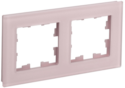 Рамка IEK BRITE 2 поста, горизонтальный, вертикальный монтаж, цвет розовый матовый, стекло