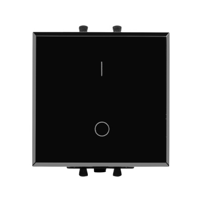 DKC Выключатель двухполюсный одноклавишный модульный, "Avanti", "Черный квадрат", 2 модуля