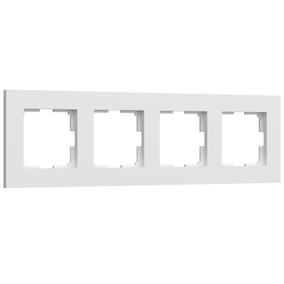 Рамка Werkel Slab 4 поста, горизонтальный, вертикальный монтаж, цвет белый матовый, пластмасса