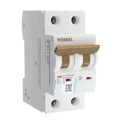 Автоматический выключатель 2P  10 A  C  4,5 кА, Werkel