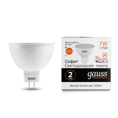 Gauss Лампа Elementary MR16 7W 530lm 3000K GU5.3 LED