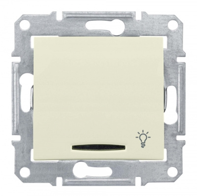 SE Sedna внутр Беж Выключатель кнопочный с символом &quot;свет&quot;, с подсветкой 10А 250В IP21 (SDN1800147)