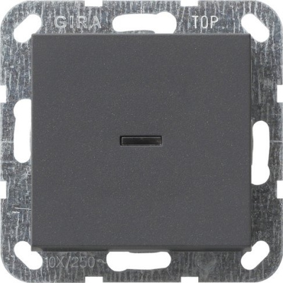Gira S-55 Антрацит Выключатель 1-клав 2-х пол c подсв нажимной в сборе с клавишей (клав с самовозвр)