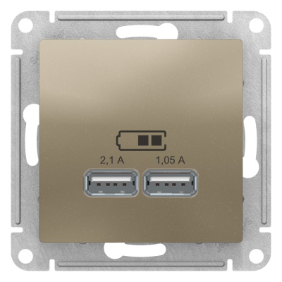 SE AtlasDesign Шампань USB, 5В, 1 порт x 2,1 А, 2 порта х 1,05 А, механизм