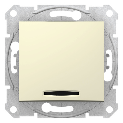 SE Sedna Беж Выключатель 1-клавишный кнопочный с подсветкой 10А (сх.1)