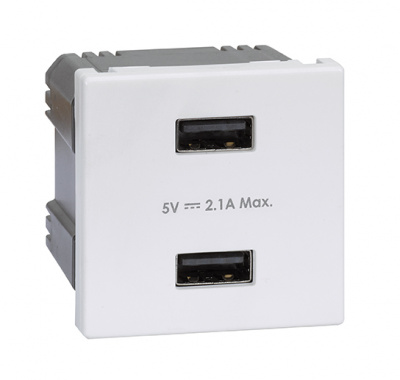Simon Connect Белый Зарядное устройство 2хUSB, К45, 5 В, 2,1А
