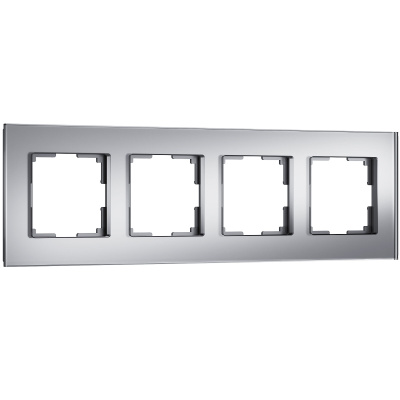 Рамка Werkel Senso 4 поста, горизонтальный, вертикальный монтаж, цвет серебряный матовый, стекло