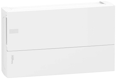 SE RESI9 MP (Mini Pragma) Бокс навесной с белой дверью 1 ряд/18 модулей, IP40, IK07, 63А, 2 клеммы, Италия