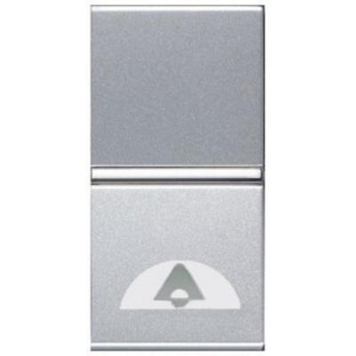ABB NIE Zenit Серебро Выключатель 1-клавишный кнопочный НО-контакт с символом Звонок 1 мод