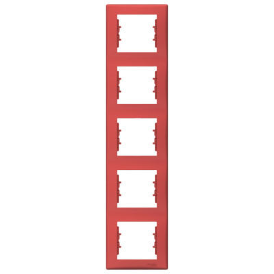 Рамка Schneider Electric Sedna 5 постов, вертикальный монтаж, цвет красный, пластмасса