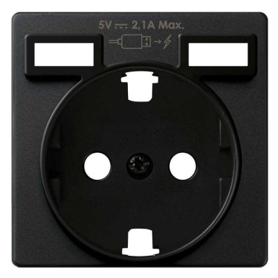 Накладка на электрическую розетку с USB type-A двойная Simon Simon 82 Concept, цвет черный матовый