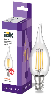 IEK Лампа LED CВ35 свеча на ветру 7Вт 230В 3000К E14 серия 360°