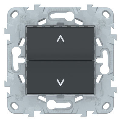 SE Unica New Антрацит Выключатель для жалюзи, 2-клавишный, без фиксации, 2 х сх 4