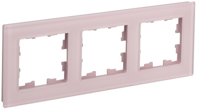 Рамка IEK BRITE 3 поста, горизонтальный, вертикальный монтаж, цвет розовый матовый, стекло